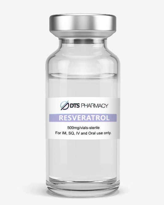 A white vial labeled "Resveratrol"